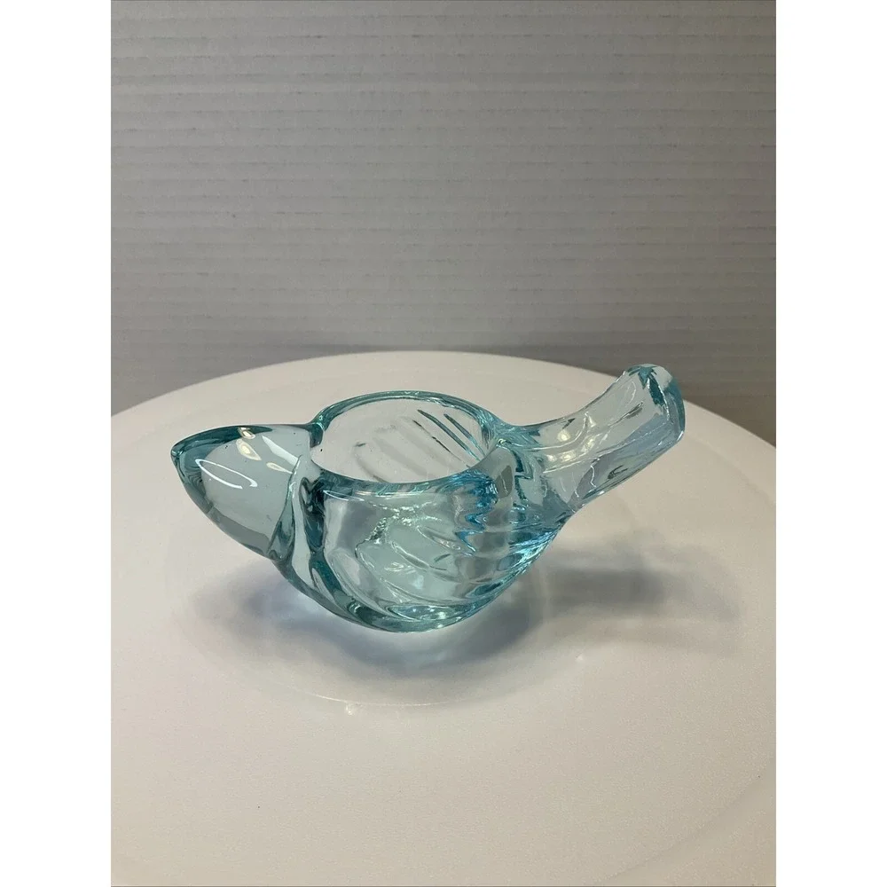 Art Glass Blown Blue Bird Votive/candle Holder Turquoise Spring Summer Decor‎